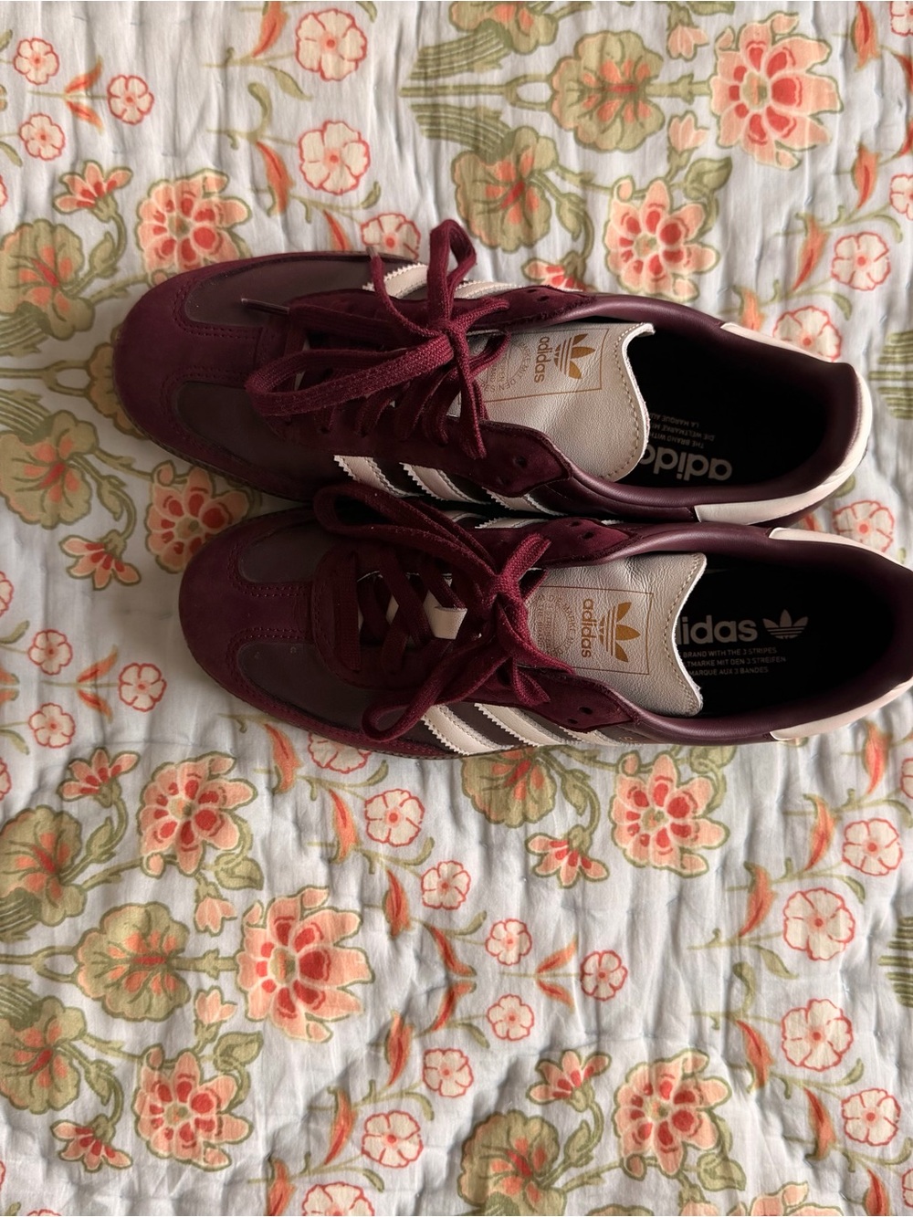 adidas Burgundy Sneakers with Cream Stripes